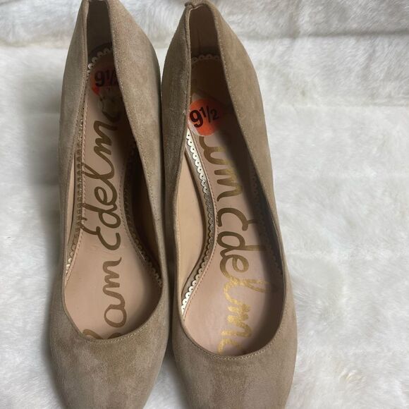 Sam Edelman Junie suede Khaki slip on block heels round toe size 9.5 - Picture 7 of 10